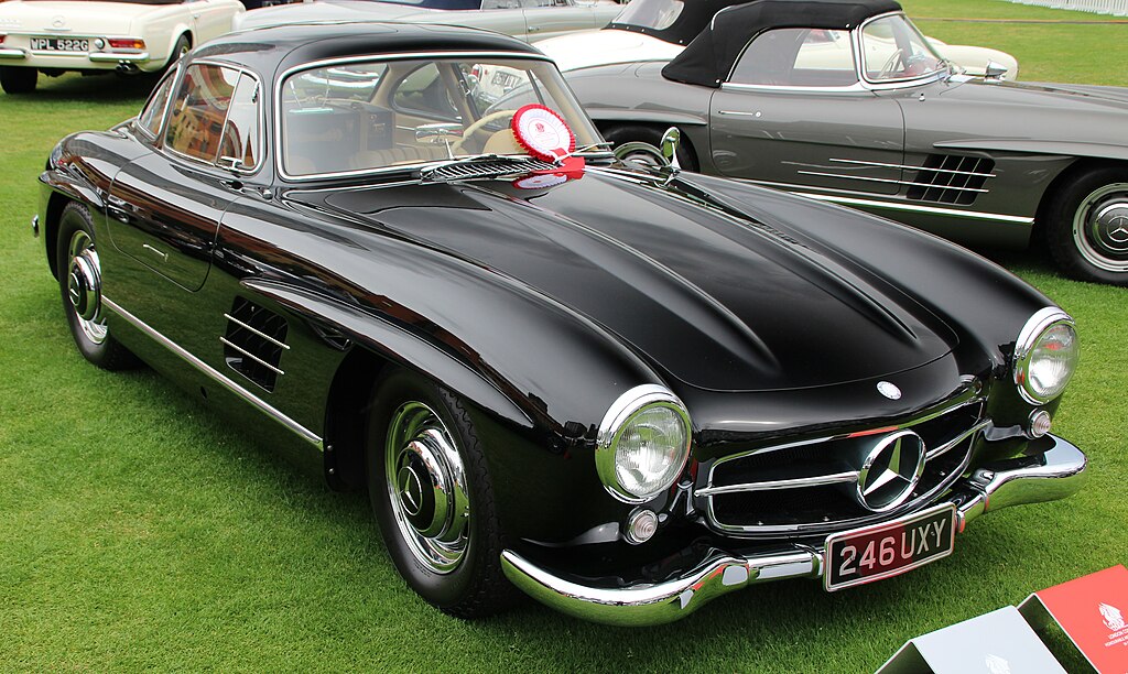 Close Up Photo of A Black Mercedes-Benz 300SL