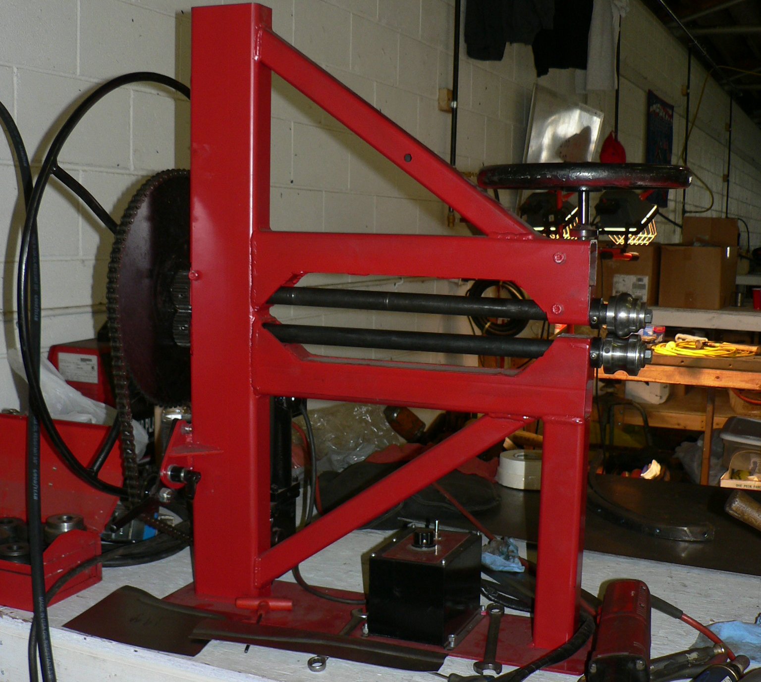 Close Up Photo of Bead Roller on a work desk in a work shop