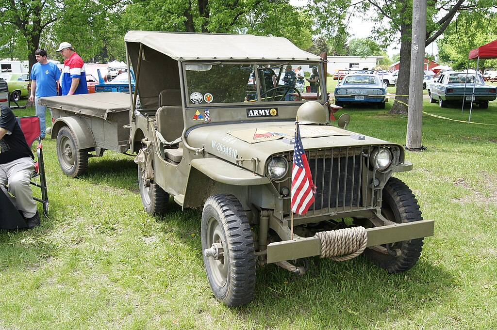 Close Up Photo of 1941 Jeep MB parked on grass