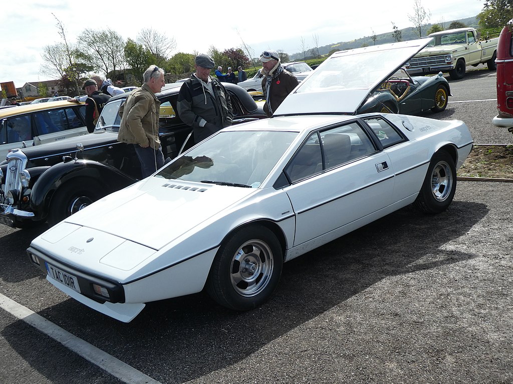 White 1977 Lotus Esprit S1 on a parking lot