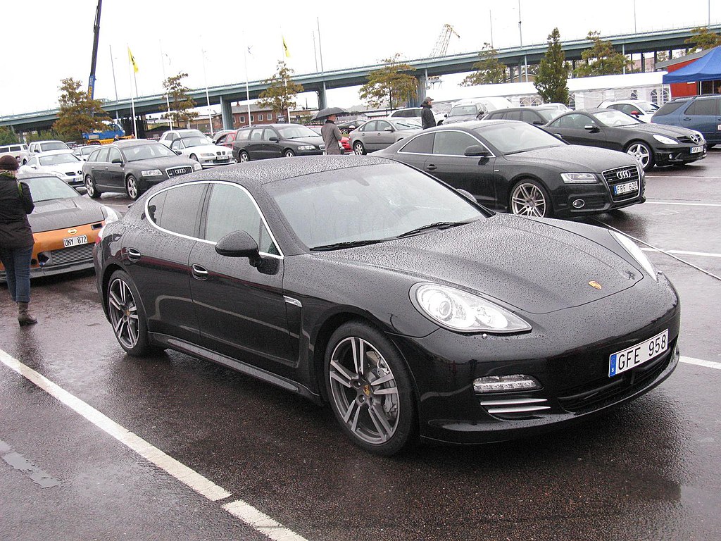 Black 2010 Porsche Panamera on a parking lot