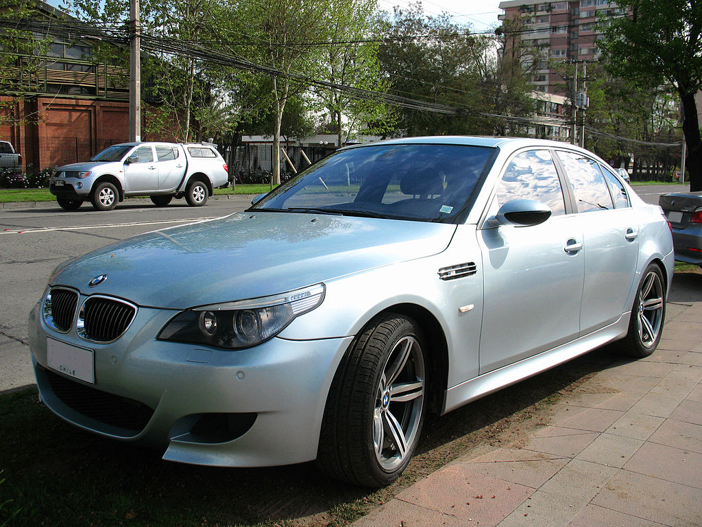 Close Up Photo of Silver BMW M5 2005 parked on the street