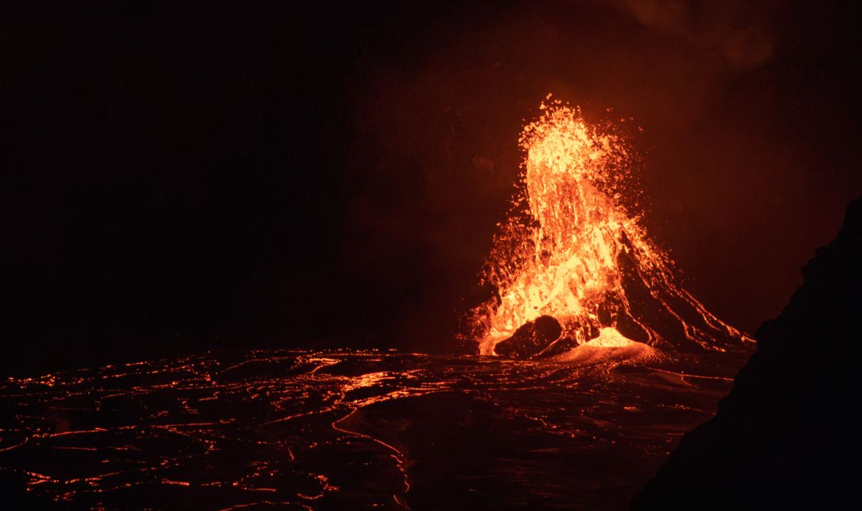 Volcano Eruption At Kilauea At Night