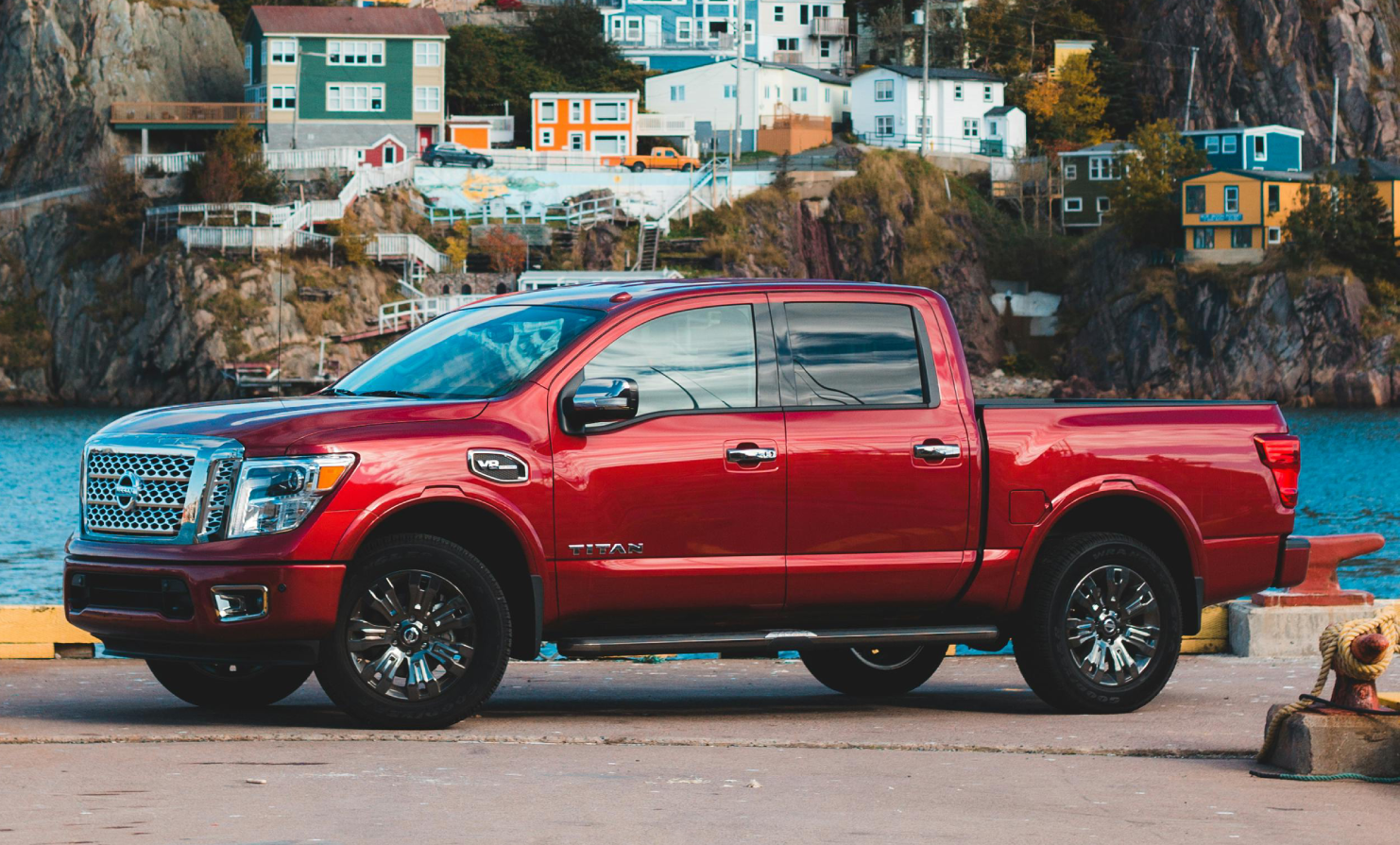 Red Crew Cab Pickup Truck