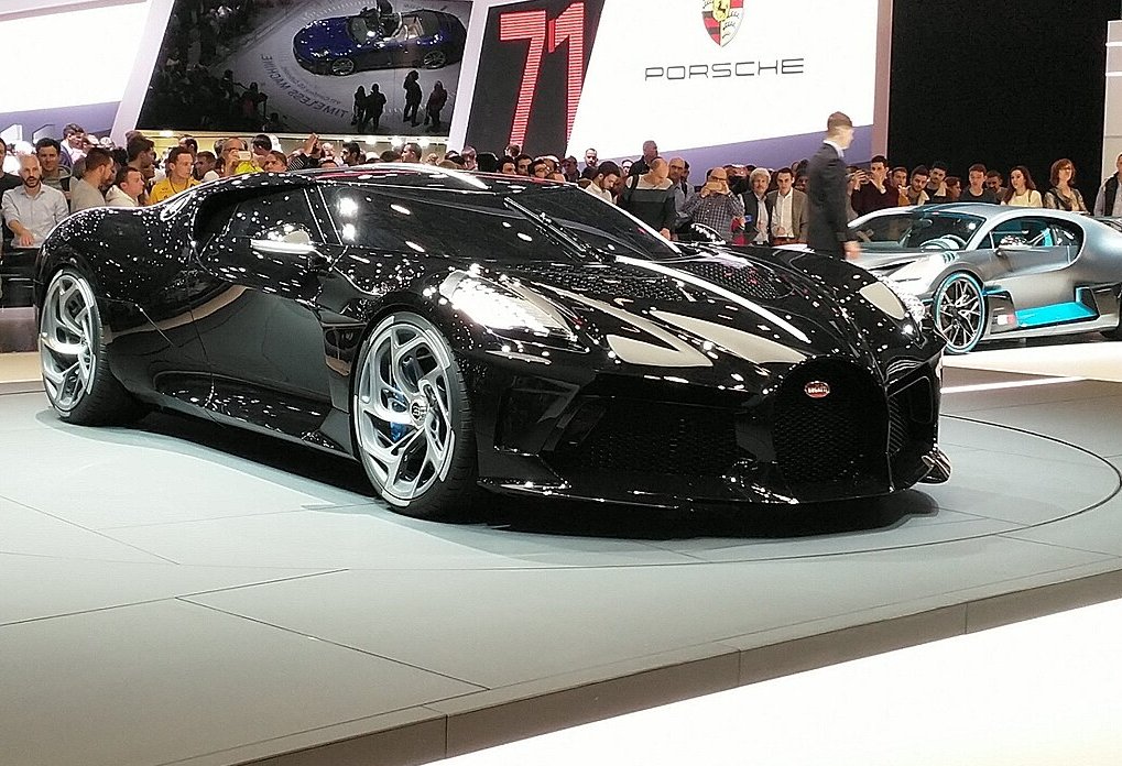 Photo of Bugatti La Voiture Noire displayed on exhibition