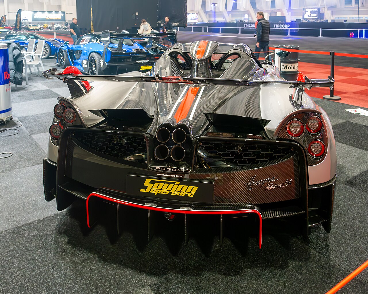 Close Up Photo of Pagani Huayra BC Roadster displayed on exhibition
