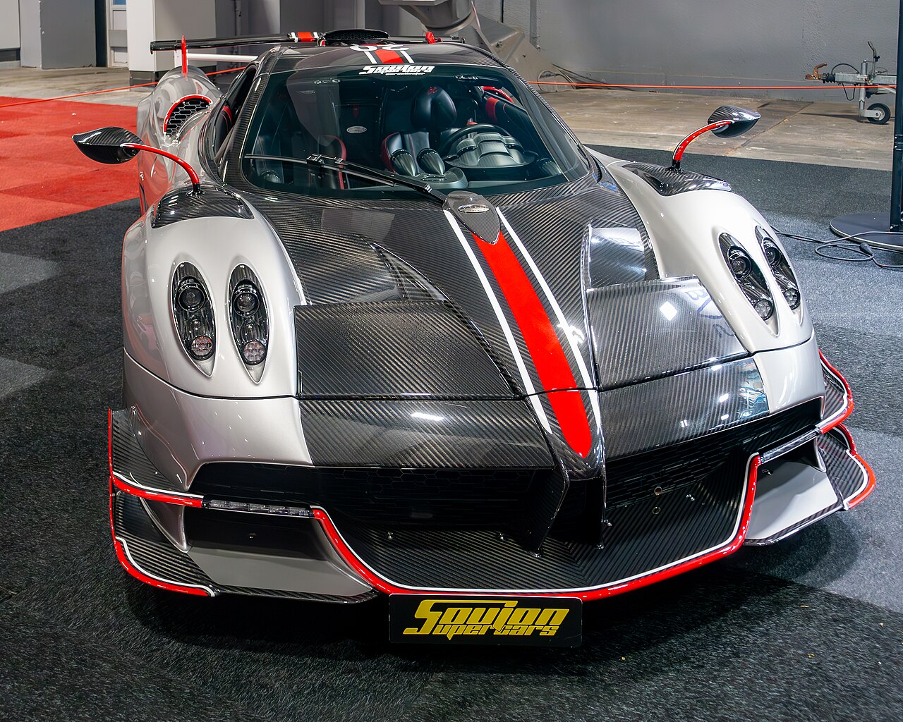 Close Up Photo of Pagani Huayra BC Roadster displayed on exhibition