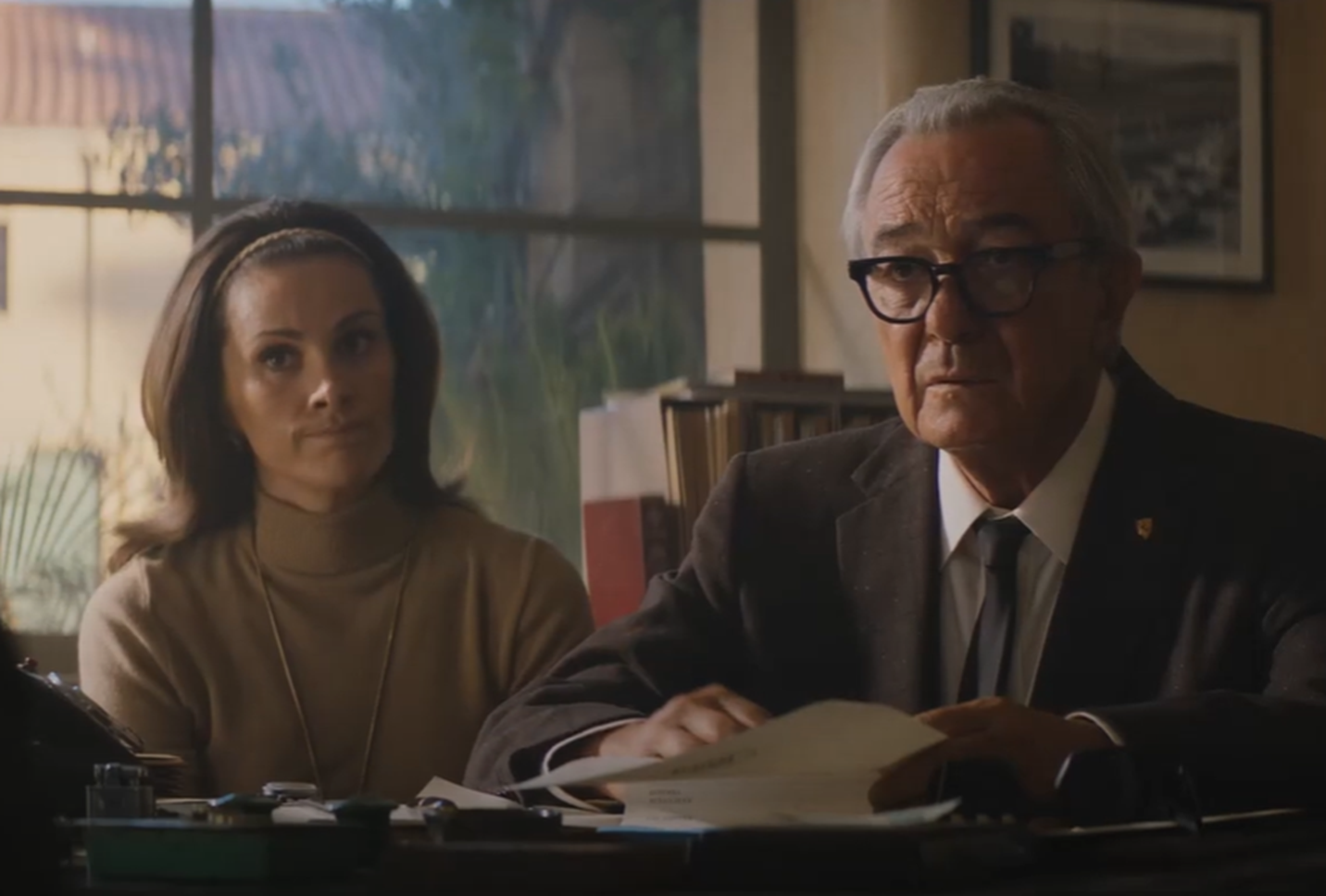 Screenshot of Remo Girone (Enzo Ferrari) in his office - from Ford v Ferrari (2019)