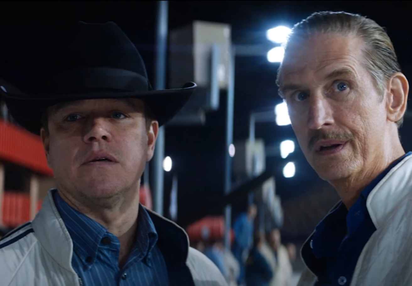 Screenshot of Matt Damon (Carroll Shelby) and Ray McKinnon - from Ford v Ferrari (2019)
