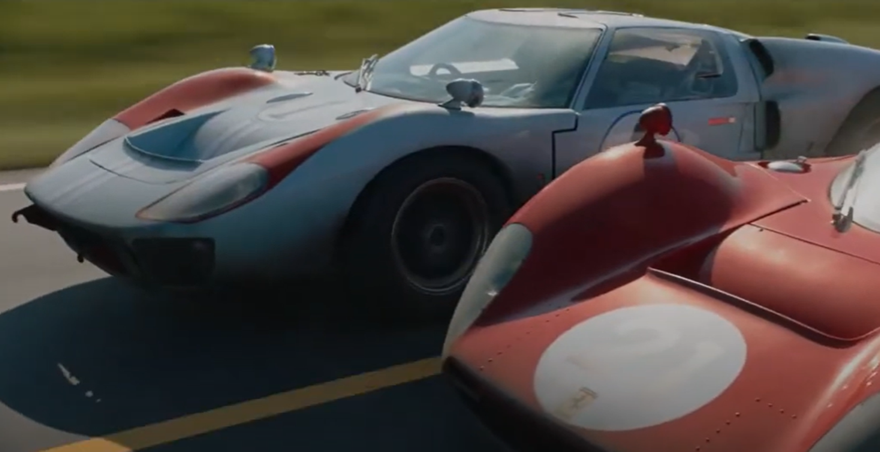 Screenshot of Le Mans race -  from Ford v Ferrari (2019)