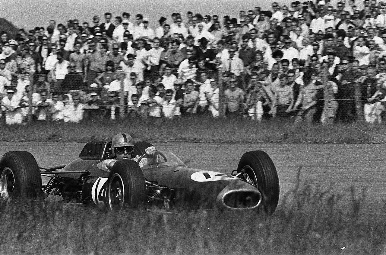 Jack Brabham in his racing car