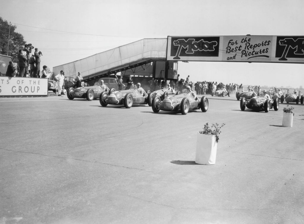 Formula 1 cars  at the start of the first World Championship Formula One Grand Prix race