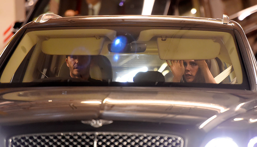 David Beckham and family in car