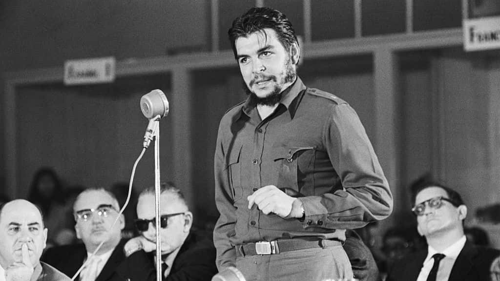 Cuban Economic Minister Che Guevara during a speech at the Inter-American Economic and Social Conference in which he accuses the United States of plotting to assassinate Fidel Castro's brother and to provoke armed aggression