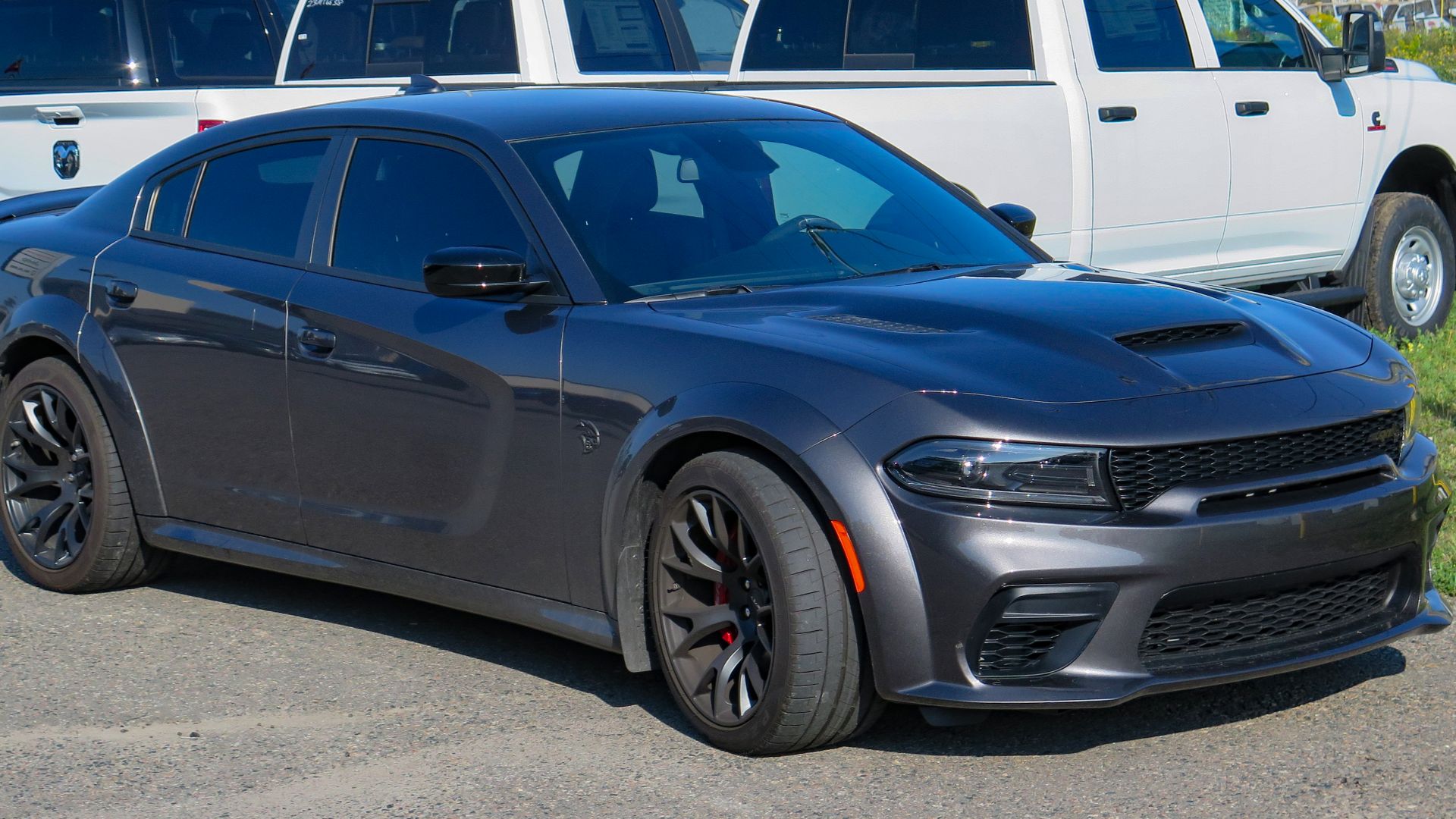 File:2023 Dodge Charger SRT Hellcat Widebody Jailbreak in Granite Crystal Metallic, Front Right, 08-15-2023.jpg