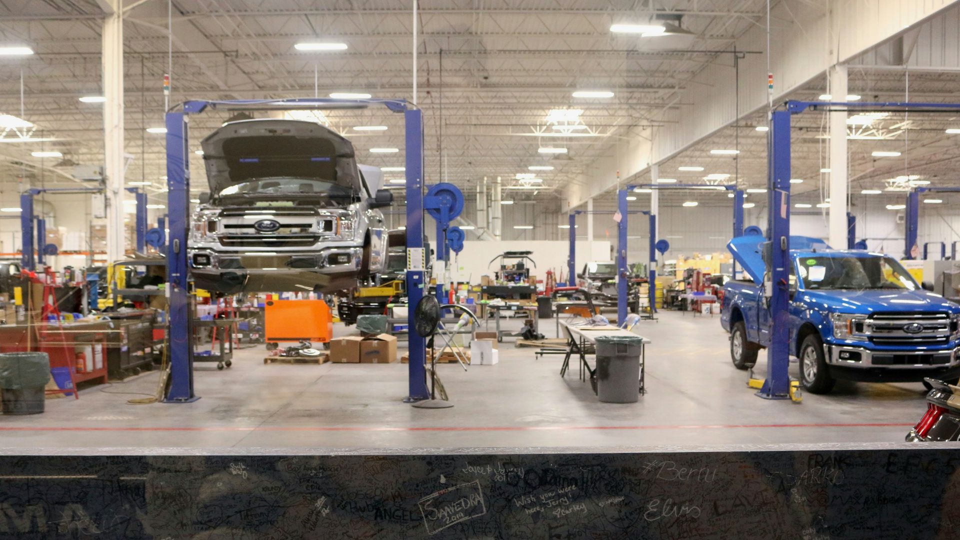 black car in a garage