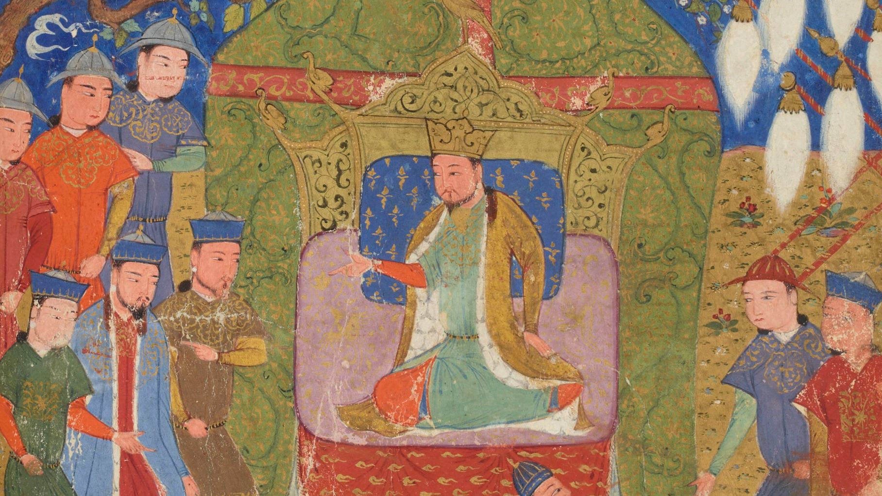 File:Temüjin proclaimed as Genghis Khan in 1206 Jami' al-tawarikh manuscript.jpg