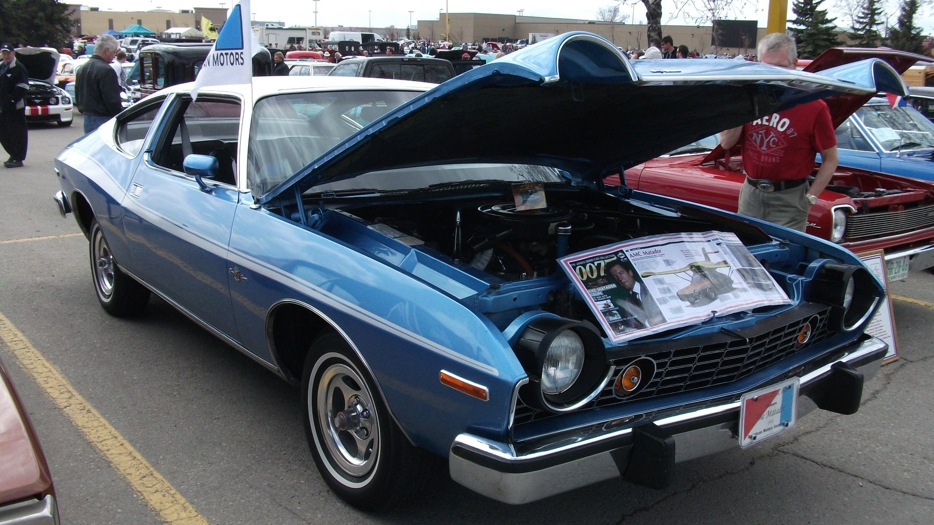 File:1974 AMC Matador X coupe in blue with white top-front.jpg