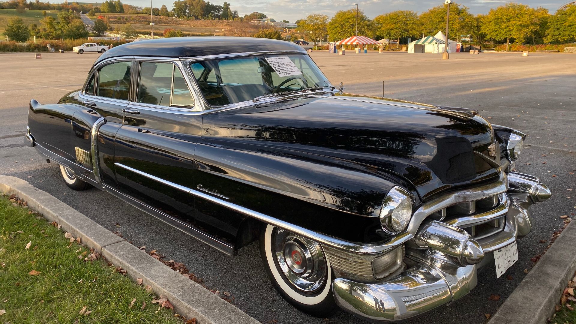 File:1953 Cadillac Sixty Special Fleetwood sedan in black Hershey 2019 AACA swap area 1of4.jpg