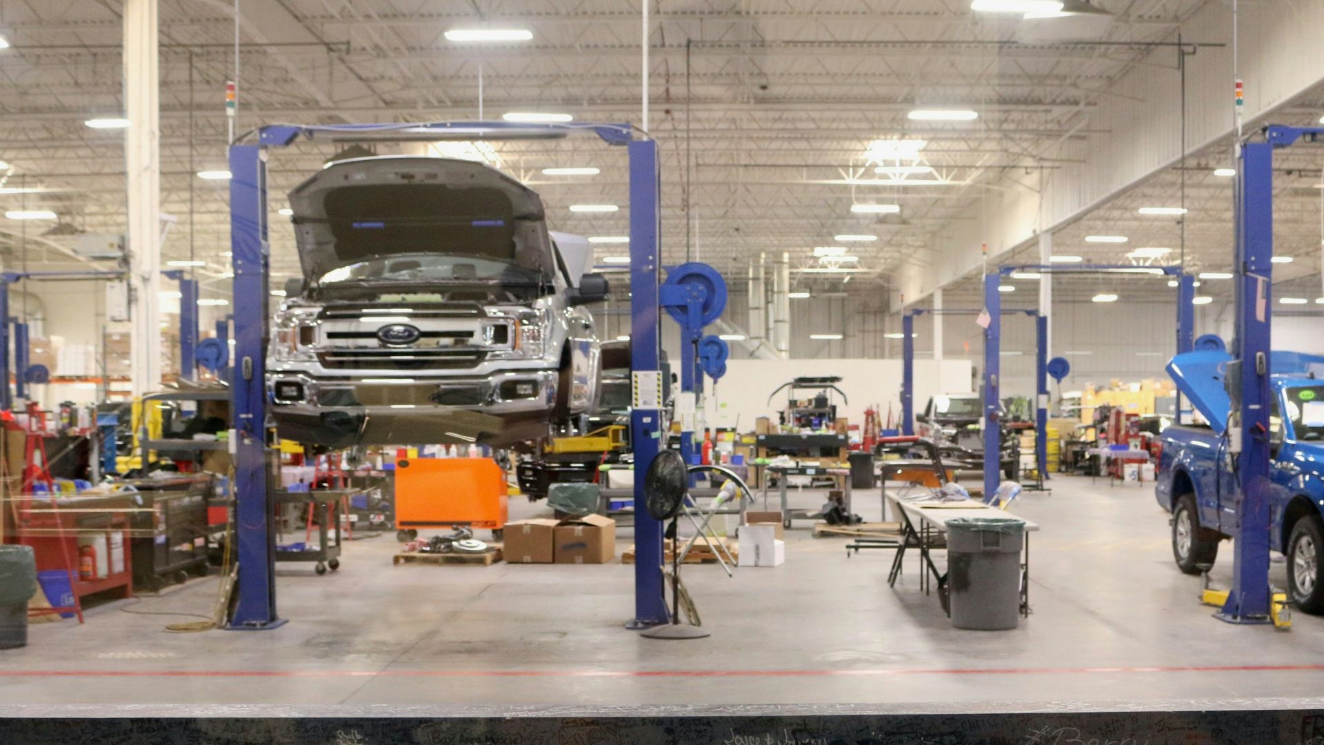 black car in a garage