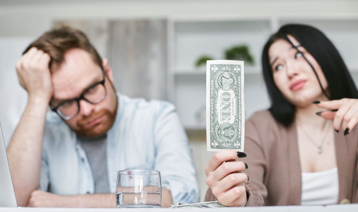 Couple talking money