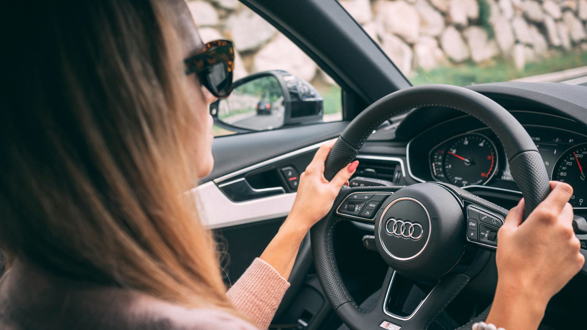 woman driving car
