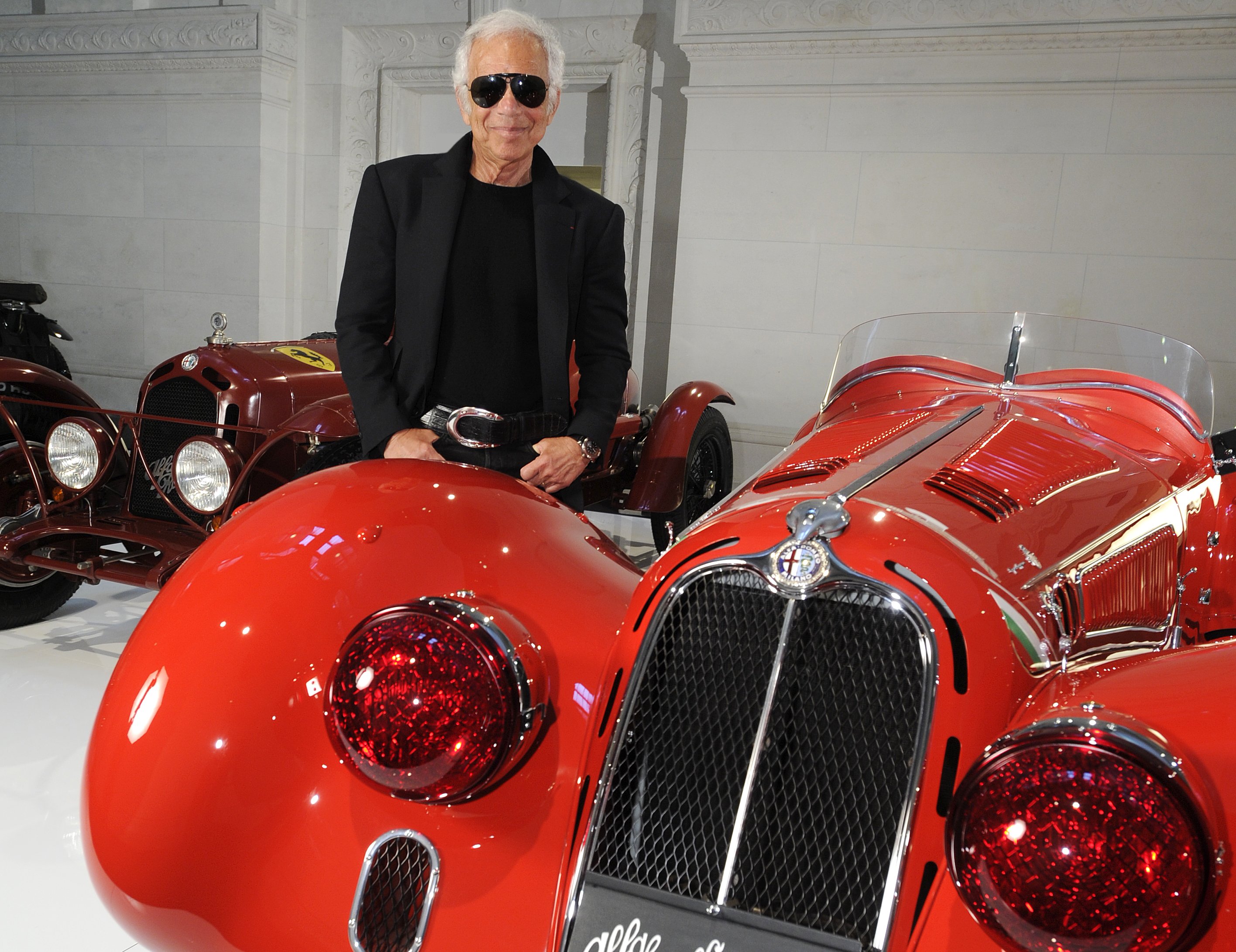 Designer Ralph Lauren pictured with an Alfa Romeo 8C 2900