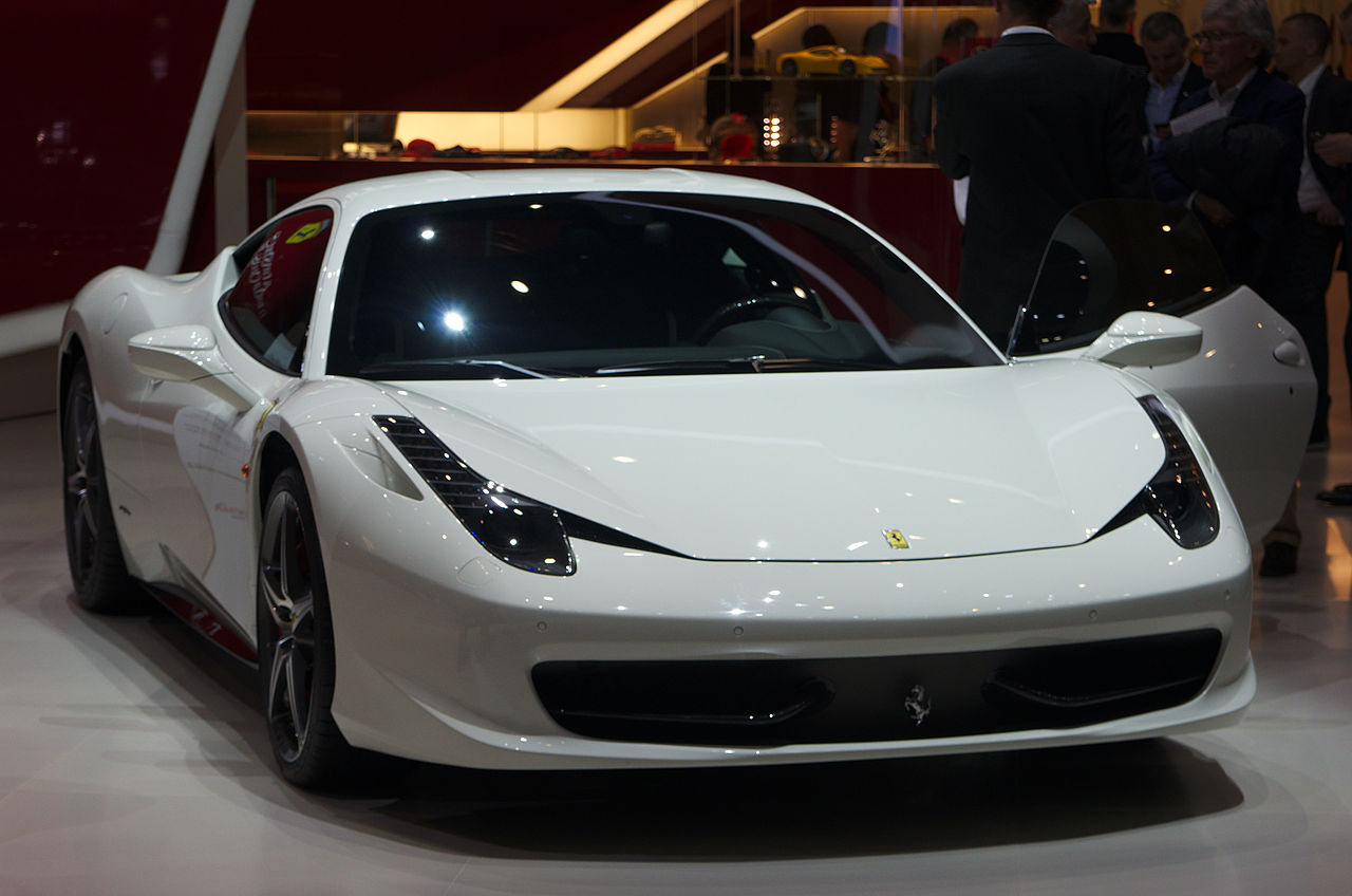 A white Ferrari 458 Italia