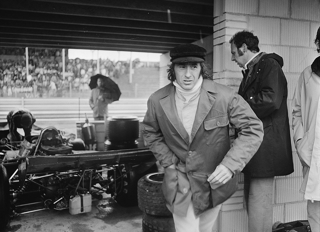 Jackie Stewart wearing a jacket