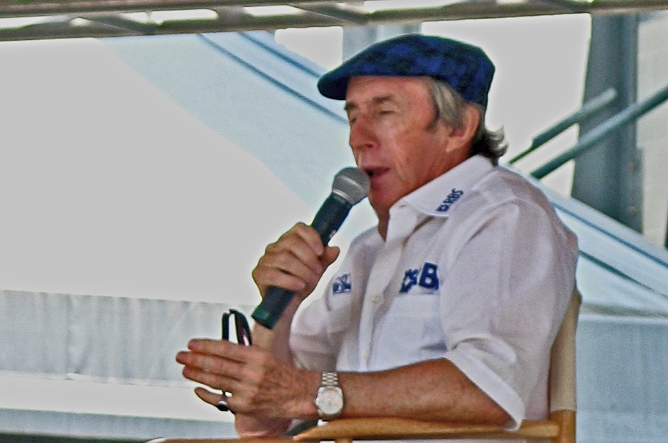 Jackie Stewart speaking at the  United States Grand Prix