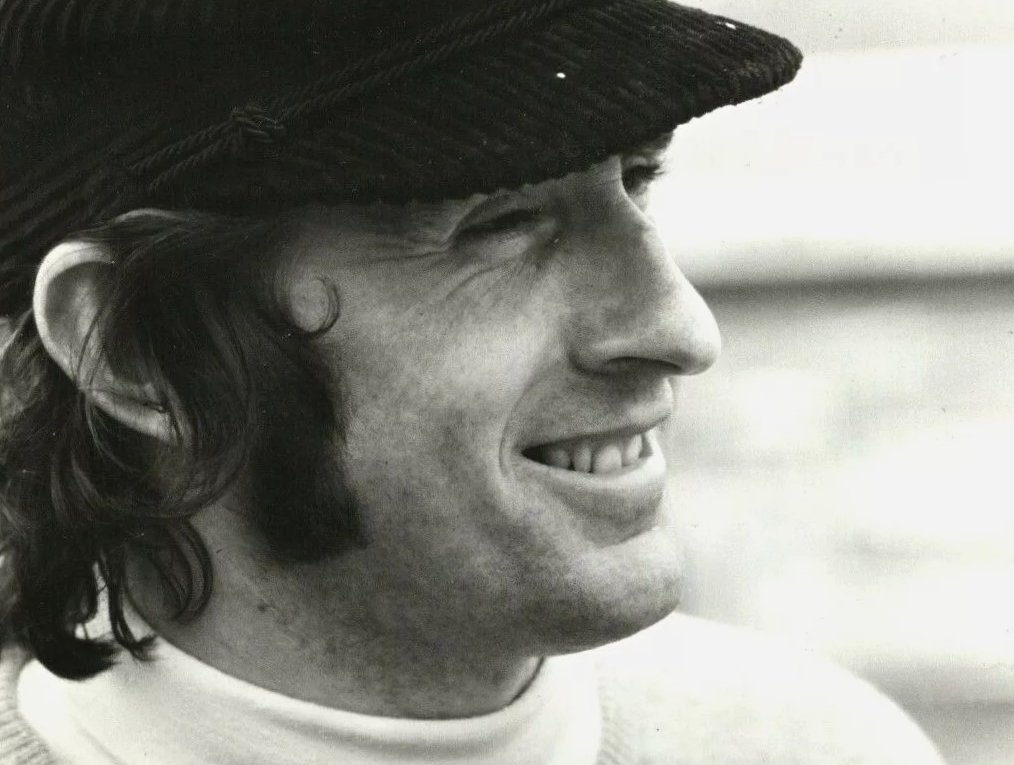 Racing driver Jackie Stewart in 1973 as part of ABC's Indianapolis 500