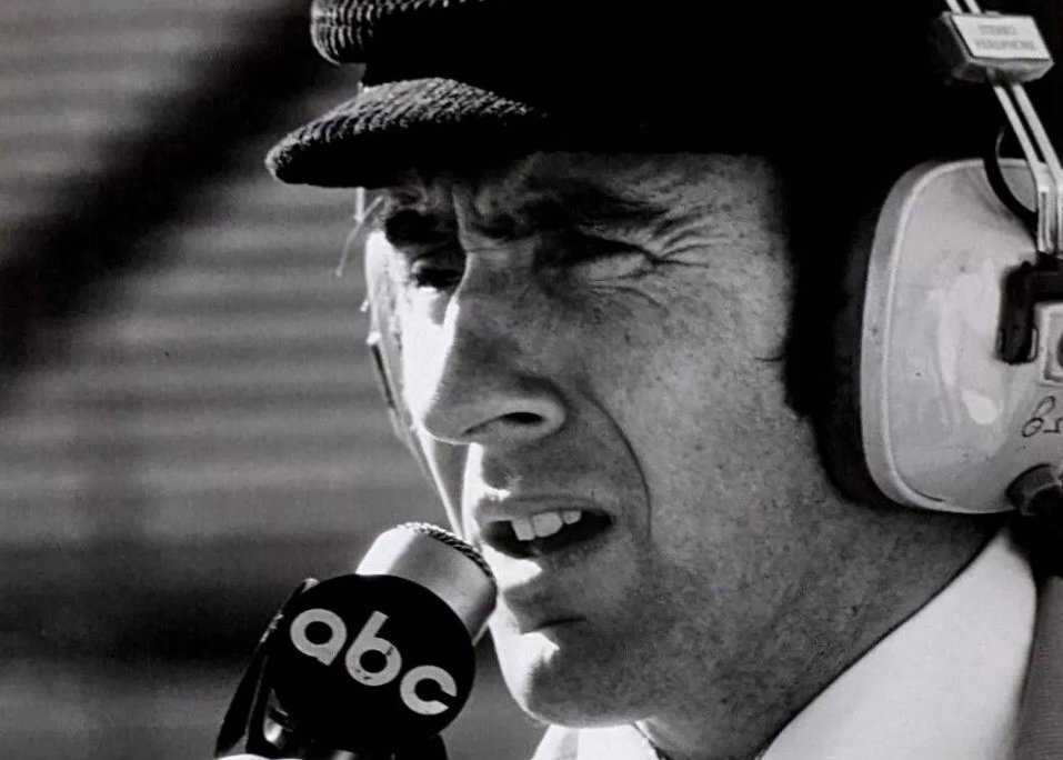 Racing driver Jackie Stewart in 1978 as part of ABC's team for racing broadcasts