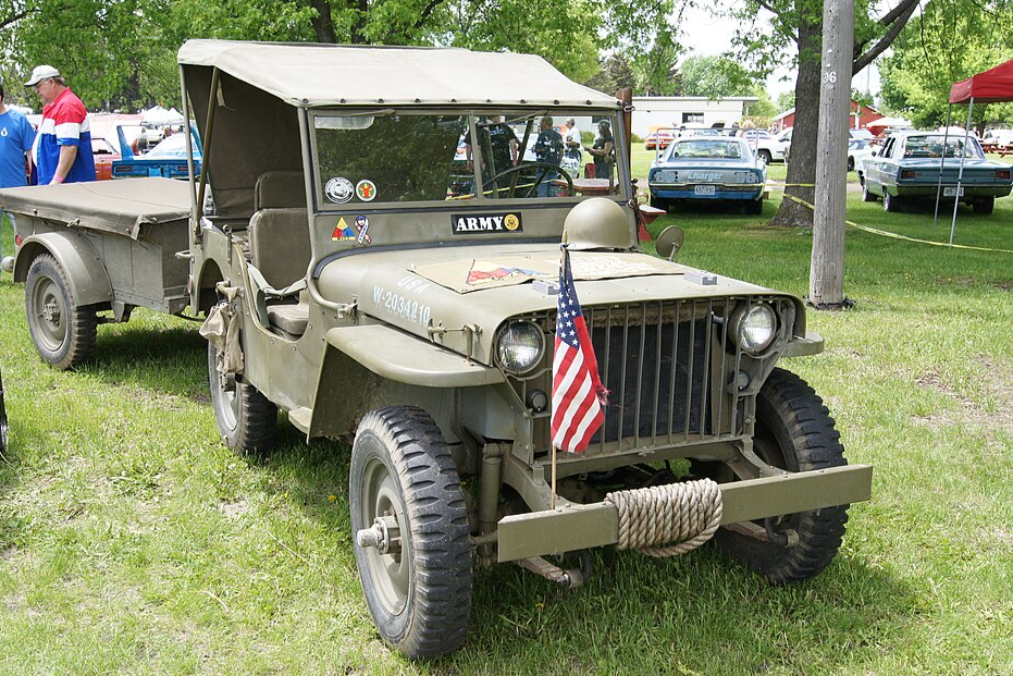 Close Up Photo of 1941 Jeep MB parked on grass