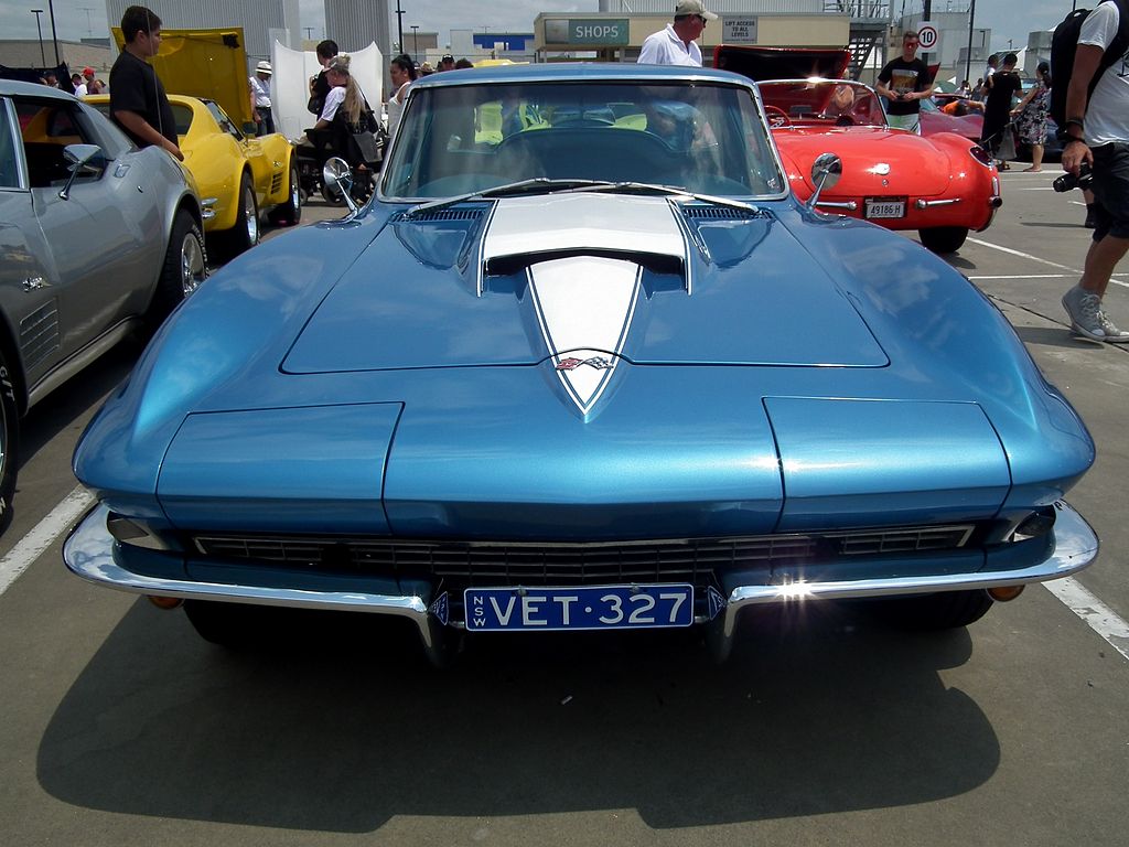 A close-up photo of a Chevrolet Corvette L88 1967 car on display at an exhibition