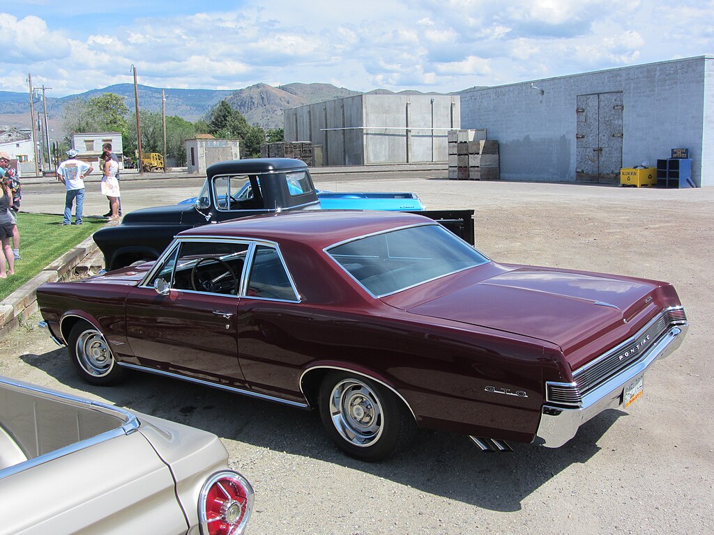 Pontiac GTO “Goat” 1965 car on display at an exhibition