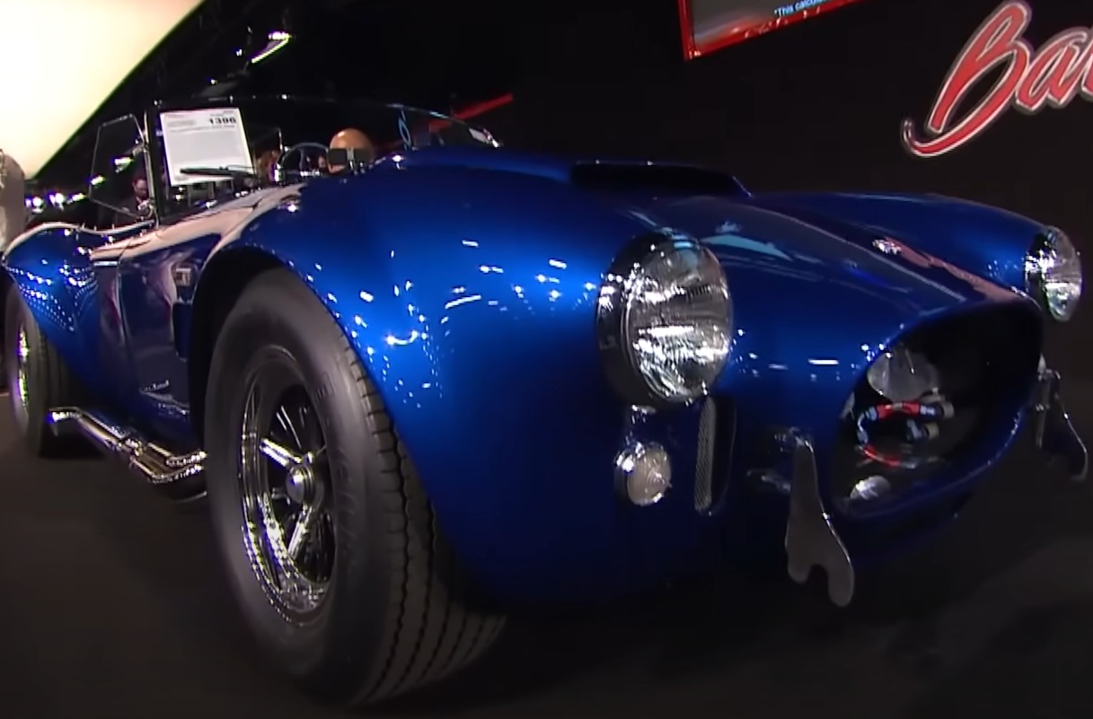 Shelby Cobra 427 Super Snake car on display at an exhibition
