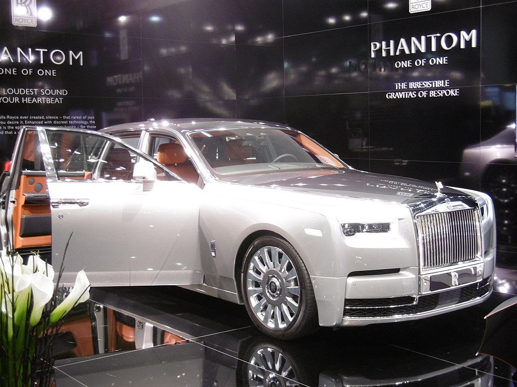 Rolls Royce Phantom VIII car on display at an exhibition
