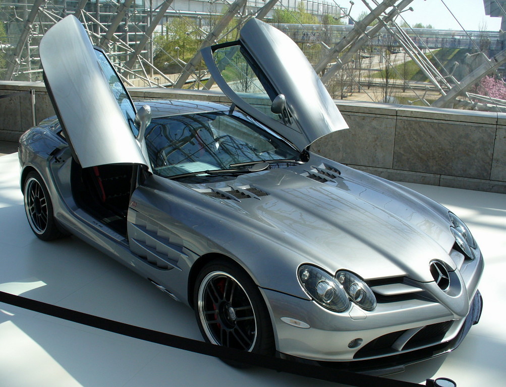 Mercedes-Benz McLaren SLR car on display at an exhibition