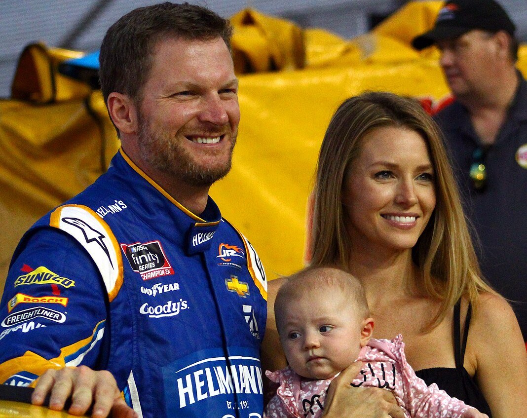 Dale Earnhardt, Jr. with his wife and the baby