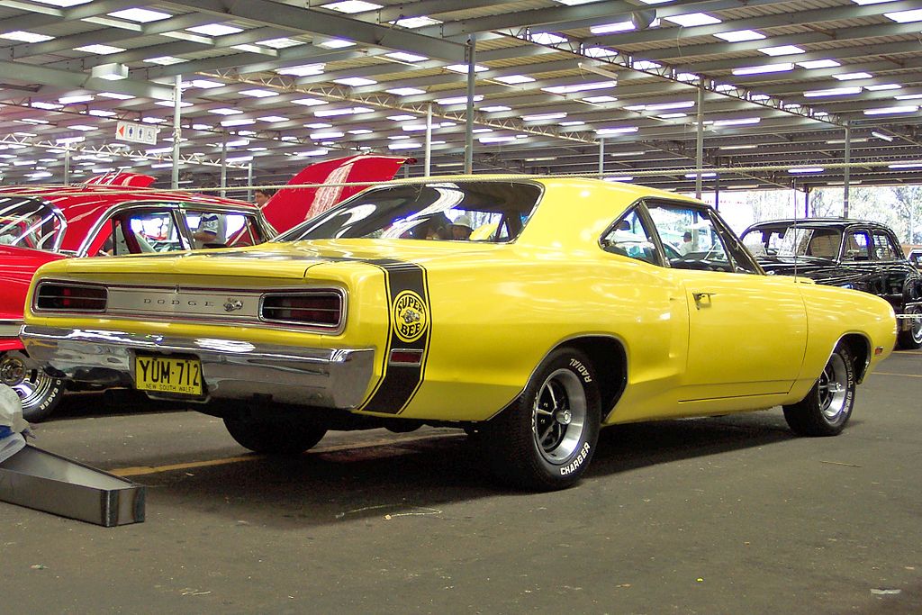 1970 Dodge Super Bee car on display at an exhibition