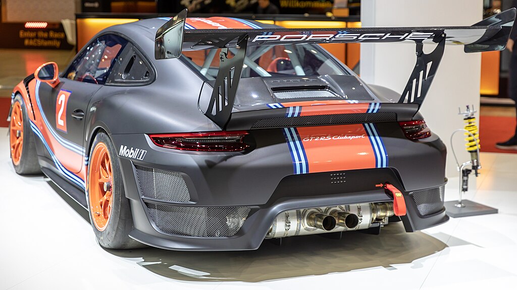 2019 Porsche 911 GT2 RS car on display at an exhibition