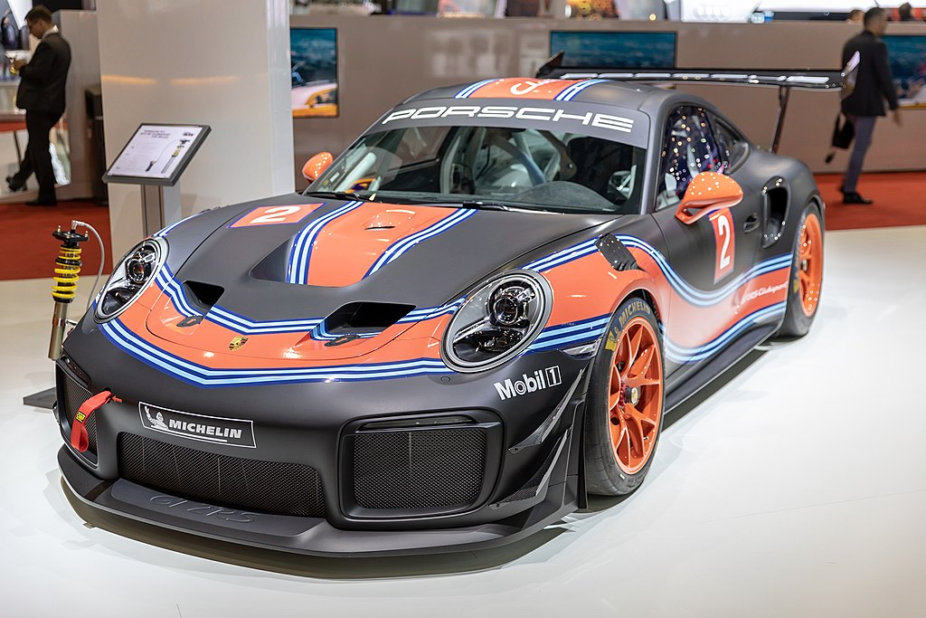 2019 Porsche 911 GT2 RS car on display at an exhibition