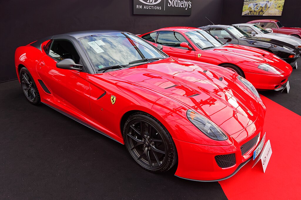 2011 Ferrari 599 GTO car on display at an exhibition