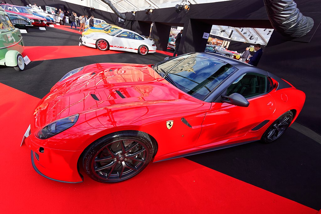 2011 Ferrari 599 GTO car on display at an exhibition