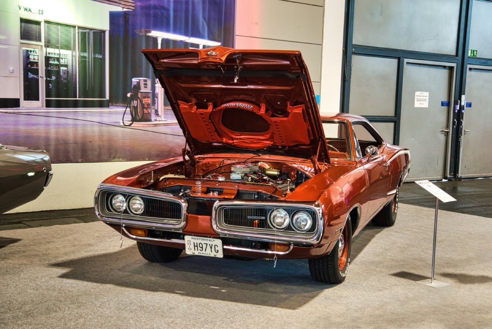 1970 Dodge Charger Super Beecar on display at an exhibition