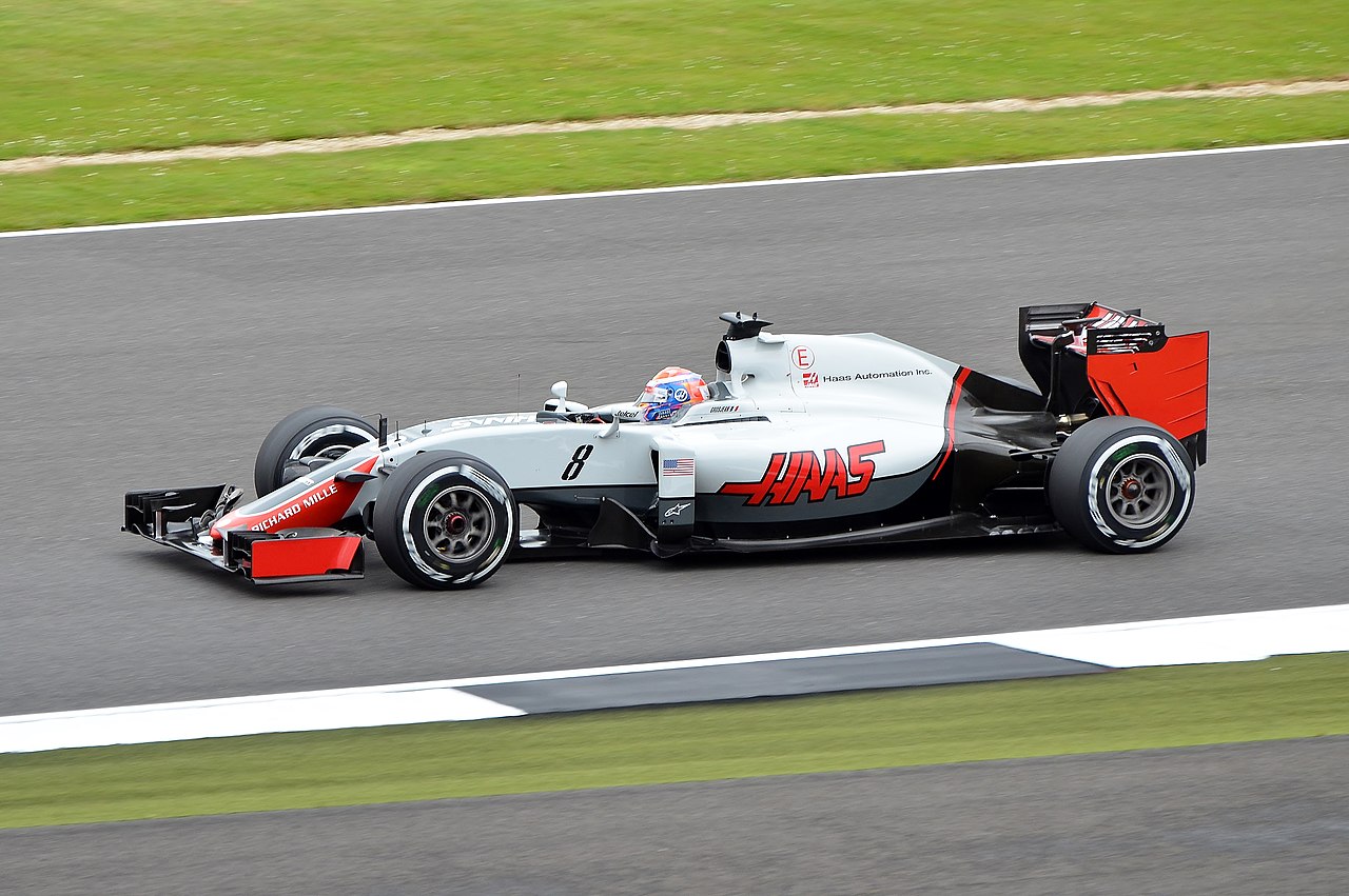 Romain Grosjean driving for Haas at the 2016 British Grand Prix
