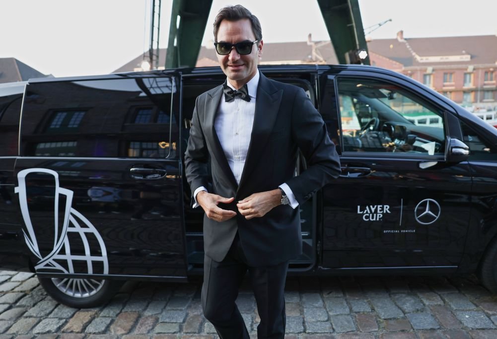 Roger Federer arrives for the Opening Night Gala of the Laver Cup 2024