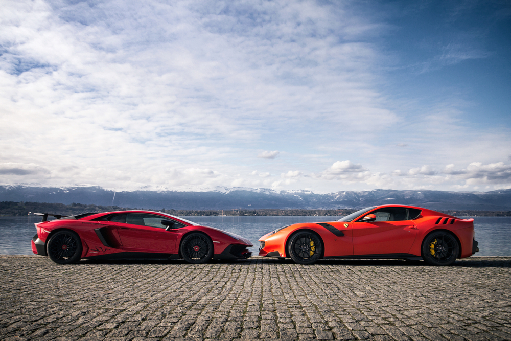 Lamborghini Aventador SV and Ferrari F12tdf