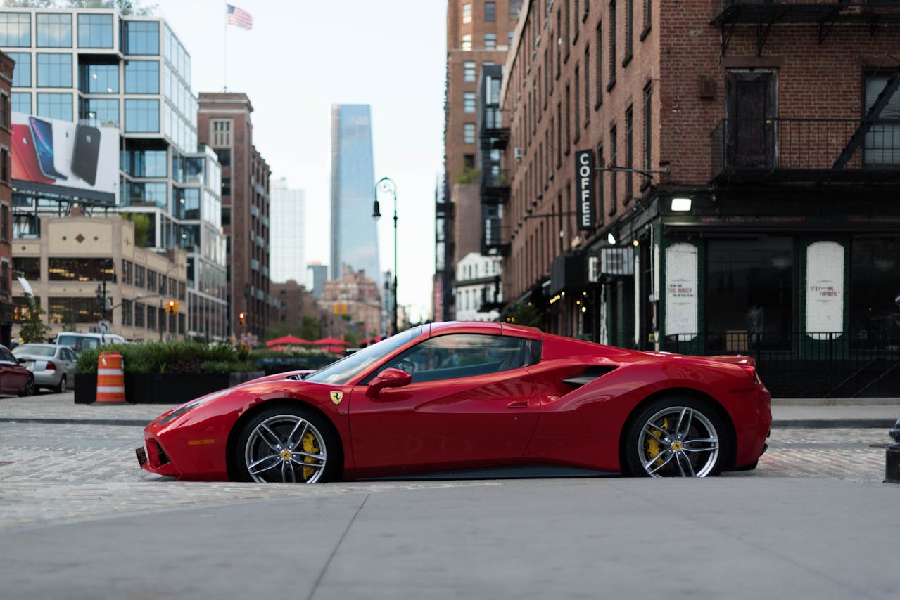 Ferrari parked on the street