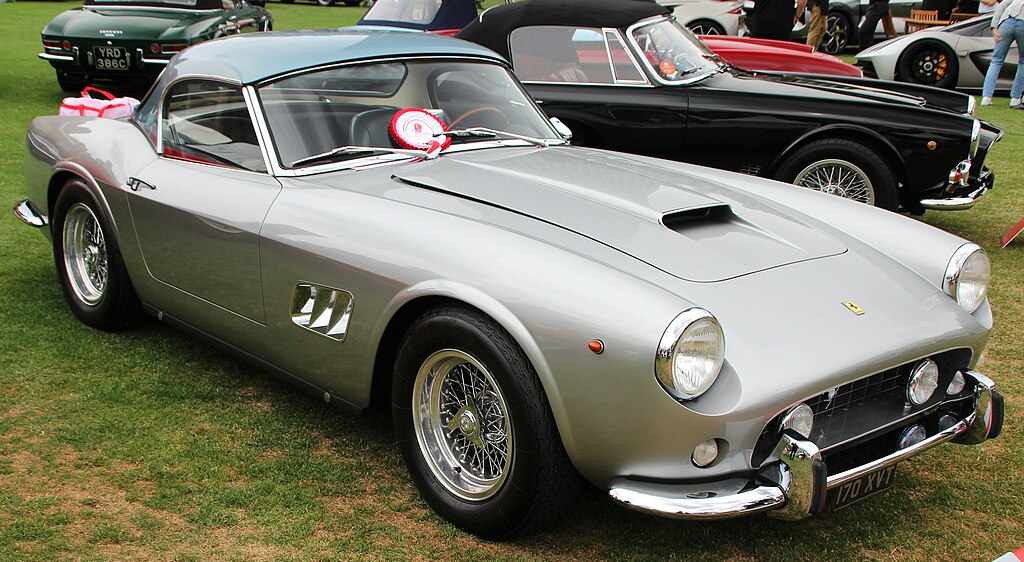 Ferrari 250 GT SWB California Spyder car on display at an exhibition